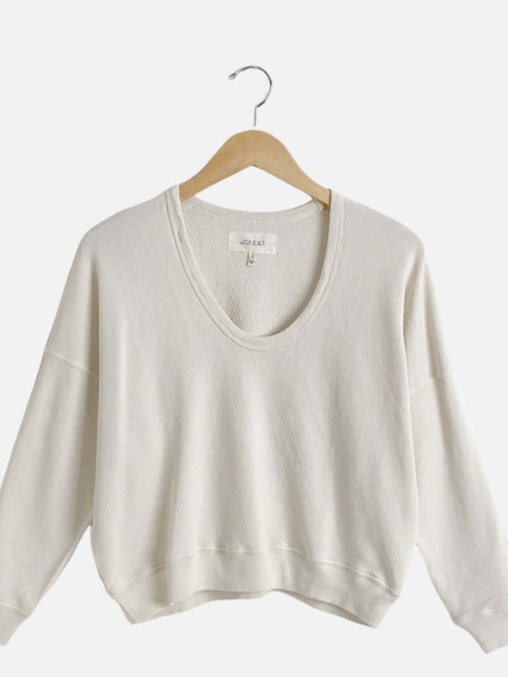 The Great u-neck teammate sweatshirt washed white size 0 XS cotton - Picture 5 of 6